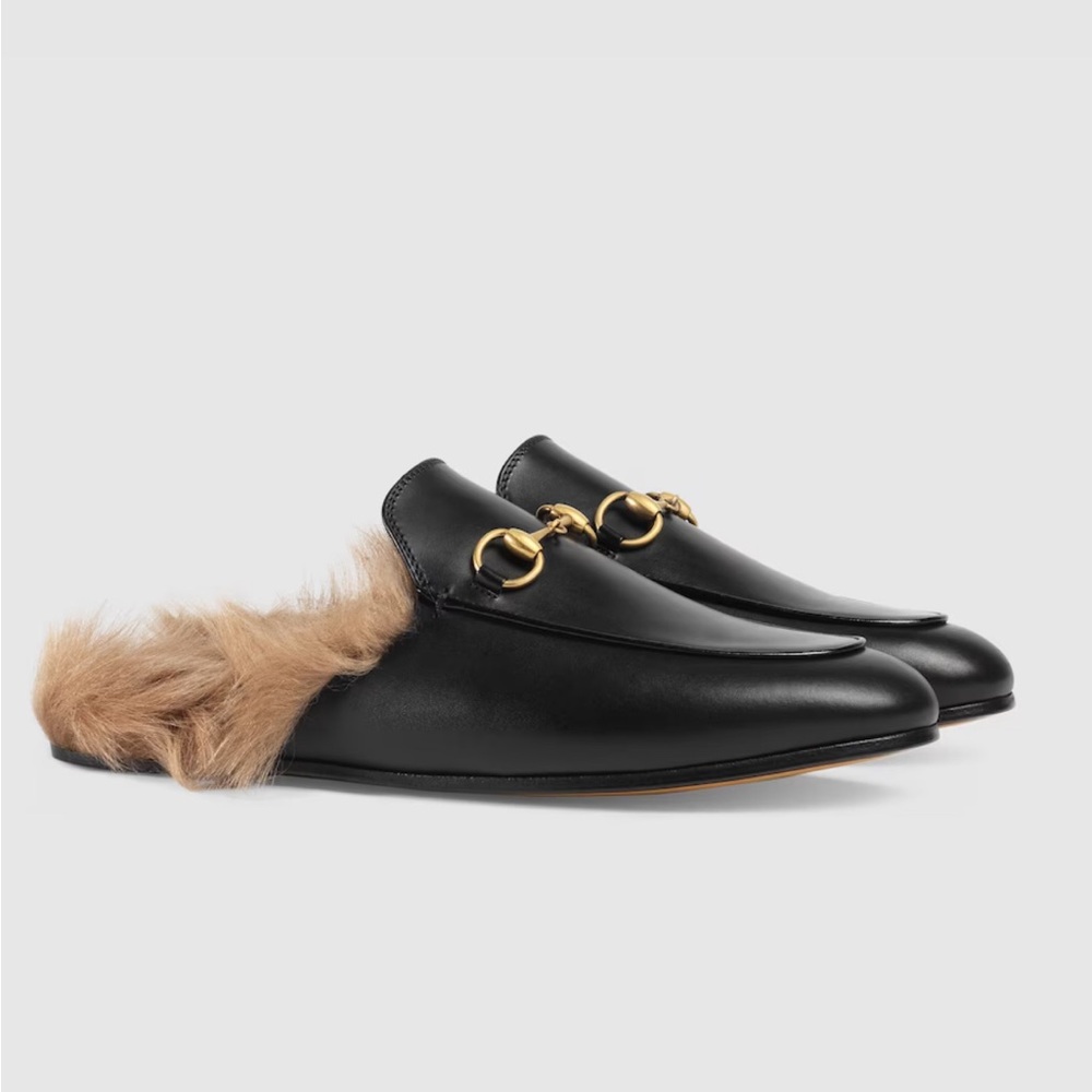 GUCCI 2015 RE-EDITION WOMEN'S PRINCETOWN FUR SLIDES